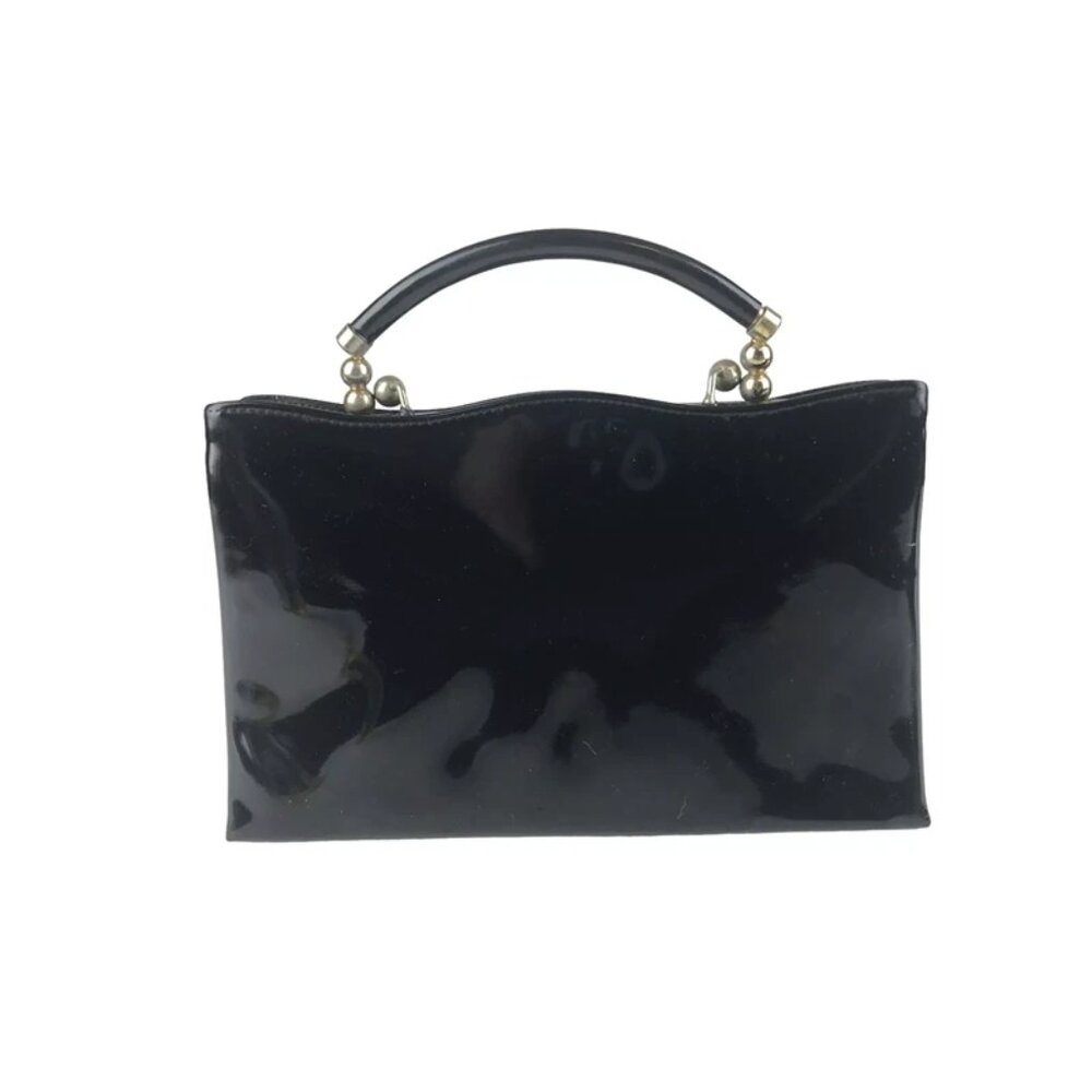 After Five Womens Black Kiss‎ Lock Top Handle Bag With Coin Purse
